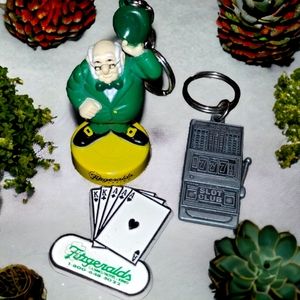 Vintage bundle of Lucky casino keychains and 1 magnets